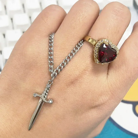 Armbandring für Pärchen Schwert Herz