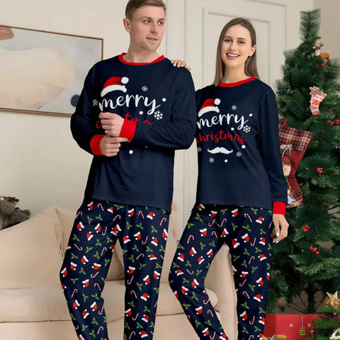 Familien Schlafanzug Weihnachten Marineblau