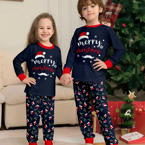 Familien Schlafanzug Weihnachten Marineblau