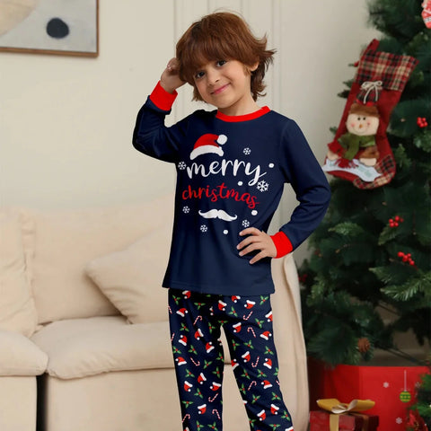 Familien Schlafanzug Weihnachten Marineblau