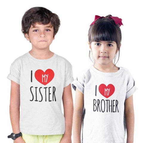 Familien T-Shirts Ich liebe meine Schwester / meinen Bruder