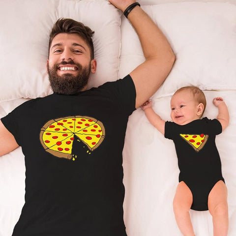 Familien T-Shirts Vater Sohn Pizza
