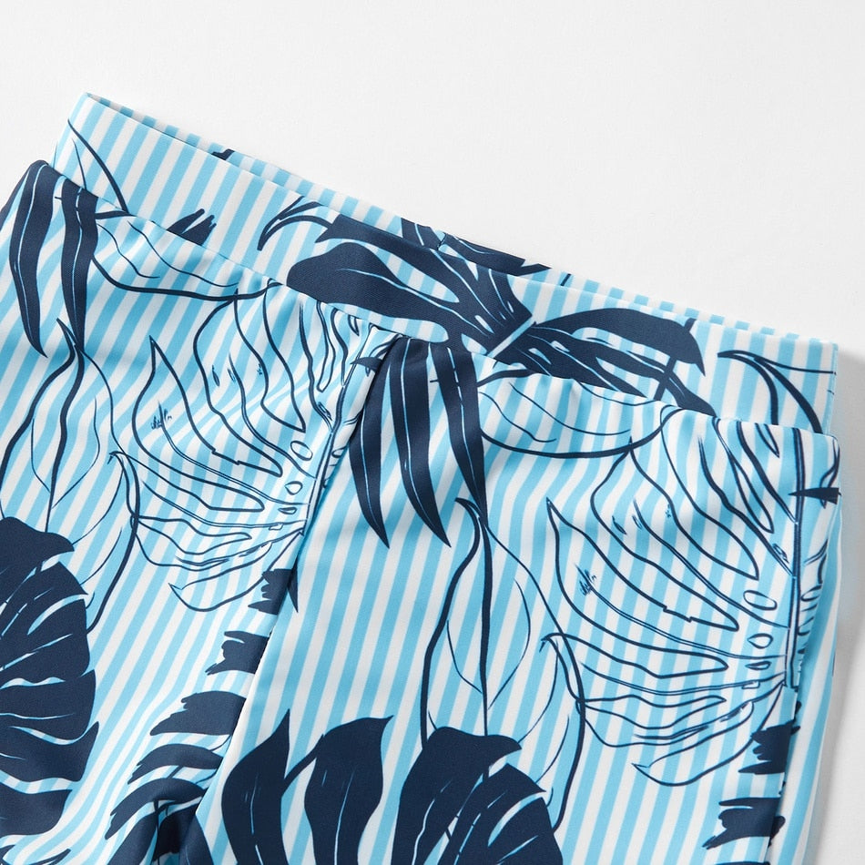 Family Badeanzug für Damen/Herren Blau Volant