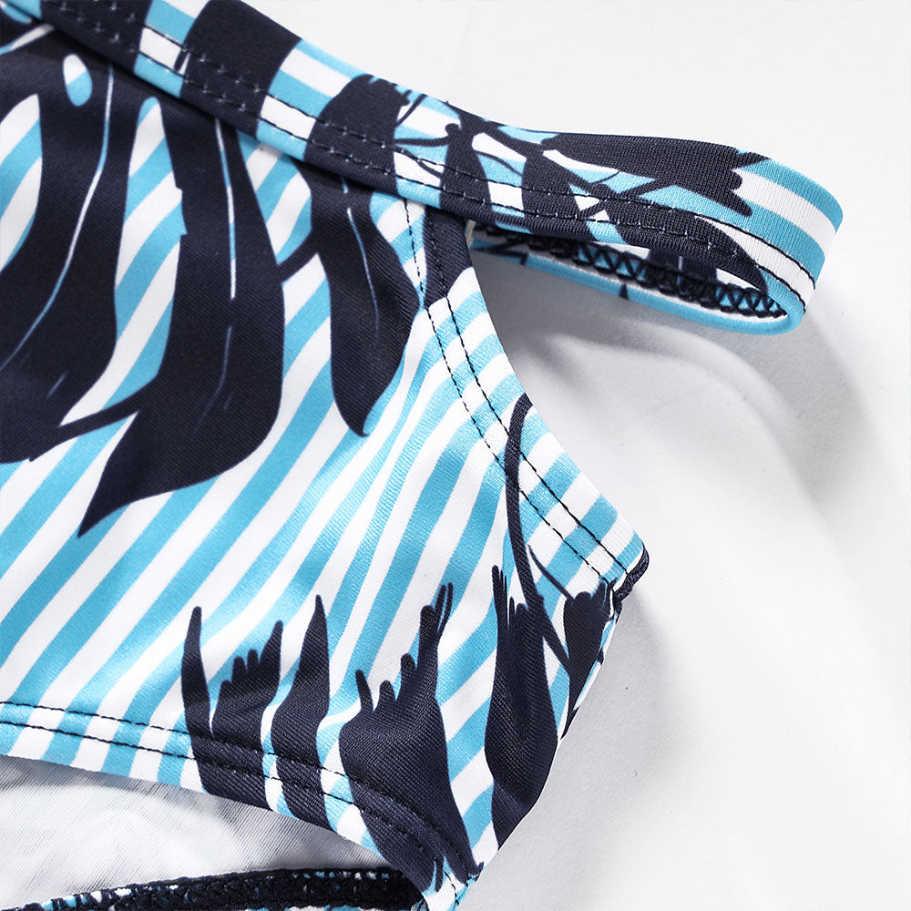 Family Badeanzug für Damen/Herren Blau Volant