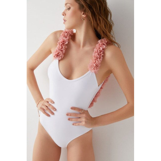 Family Badeanzug mit Rückenausschnitt und 3D-Blumen