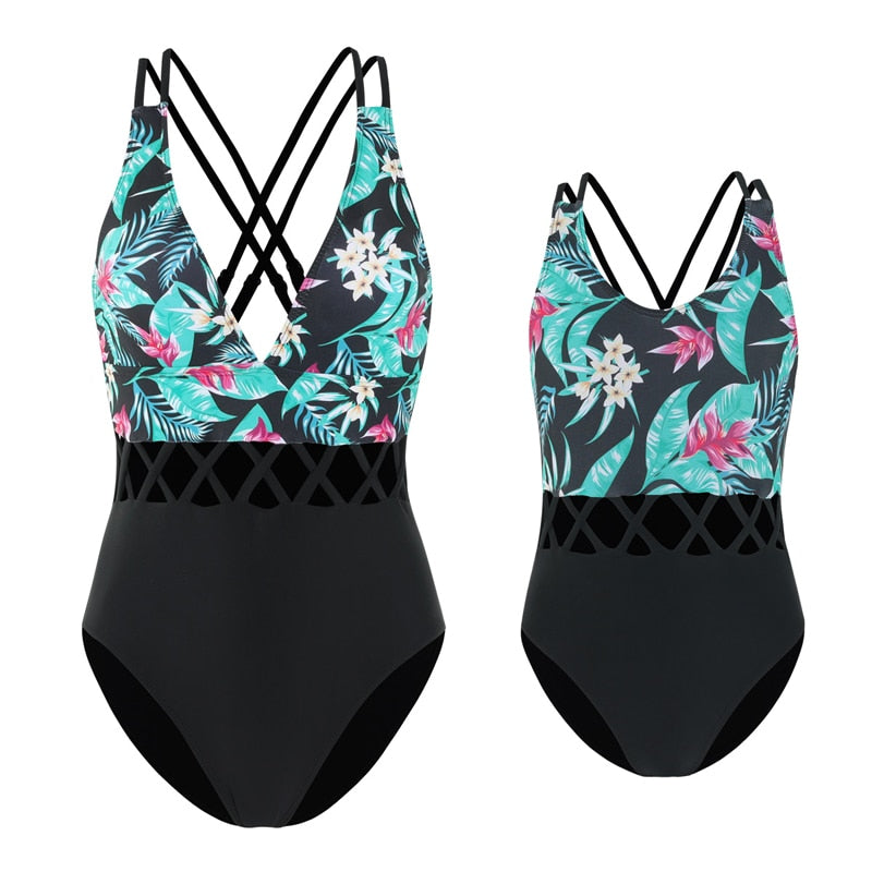 Family Badeanzug Mutter Tochter Einteilig