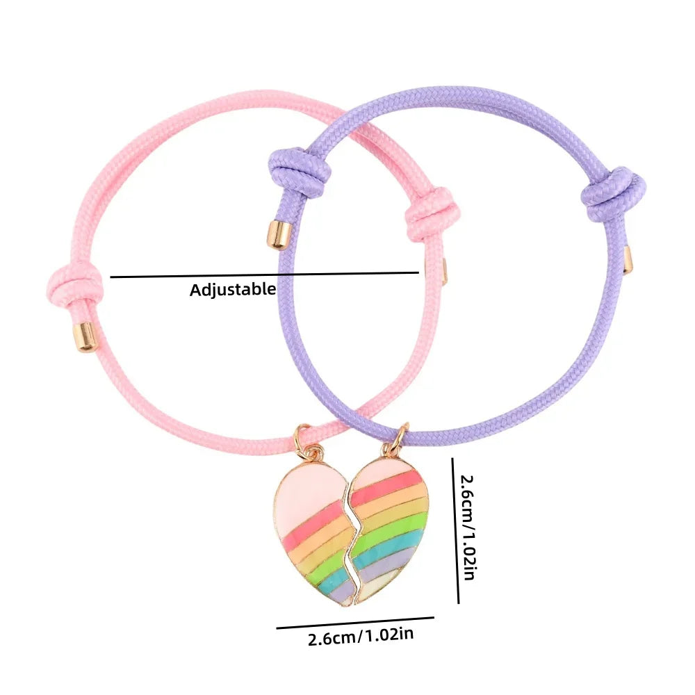 Freundschaftsarmbänder für 2 Personen Regenbogenherz
