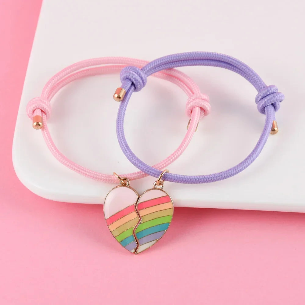 Freundschaftsarmbänder für 2 Personen Regenbogenherz