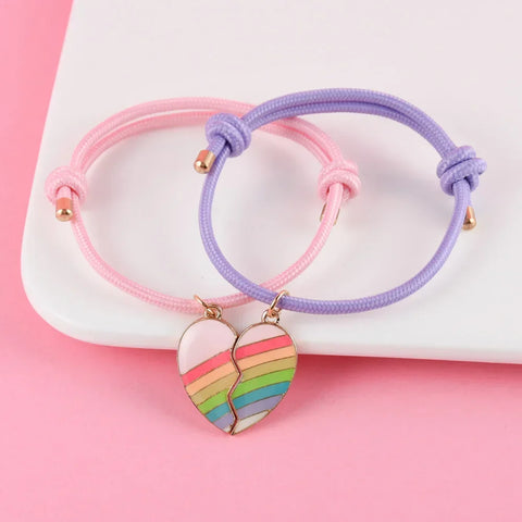 Freundschaftsarmbänder für 2 Personen Regenbogenherz
