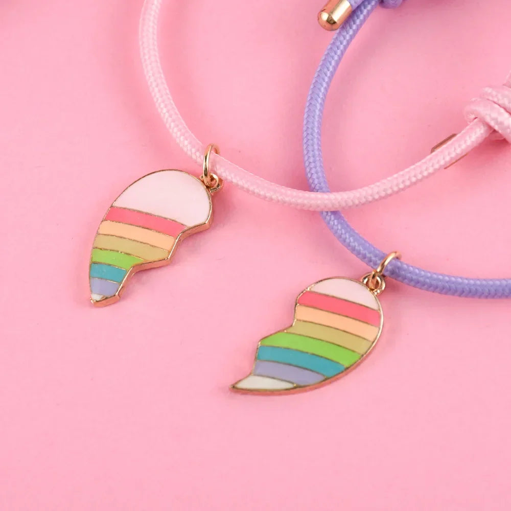 Freundschaftsarmbänder für 2 Personen Regenbogenherz