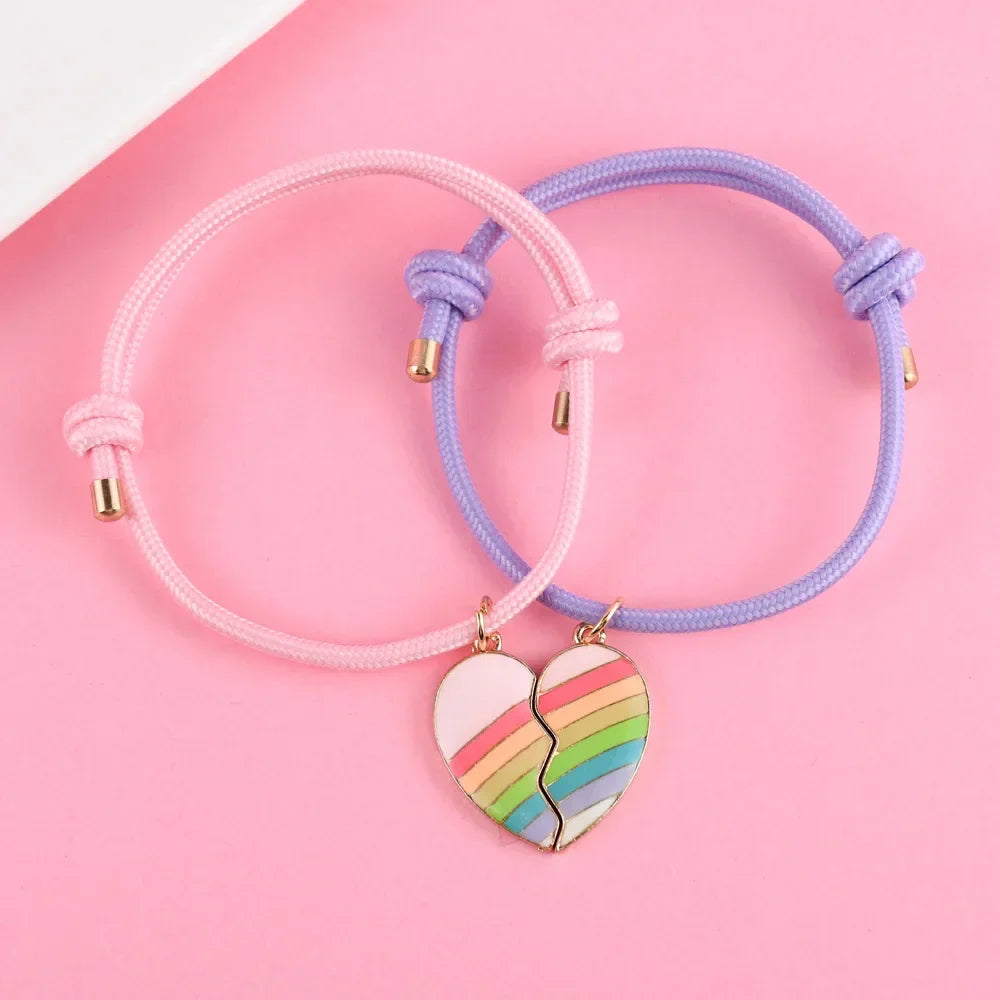 Freundschaftsarmbänder für 2 Personen Regenbogenherz