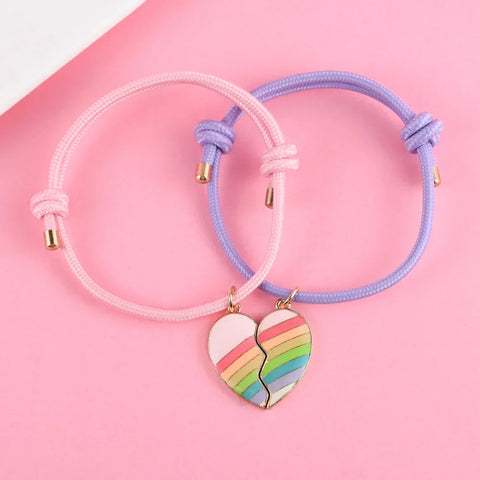Freundschaftsarmbänder für 2 Personen Regenbogenherz