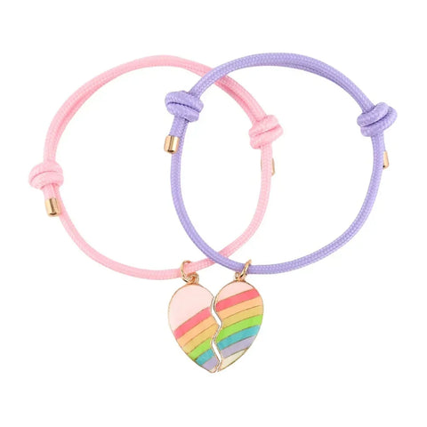 Freundschaftsarmbänder für 2 Personen Regenbogenherz