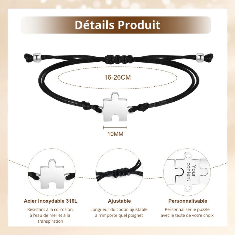 Freundschaftsarmbänder Personalisierbares Puzzle (2 bis 5 Teile)