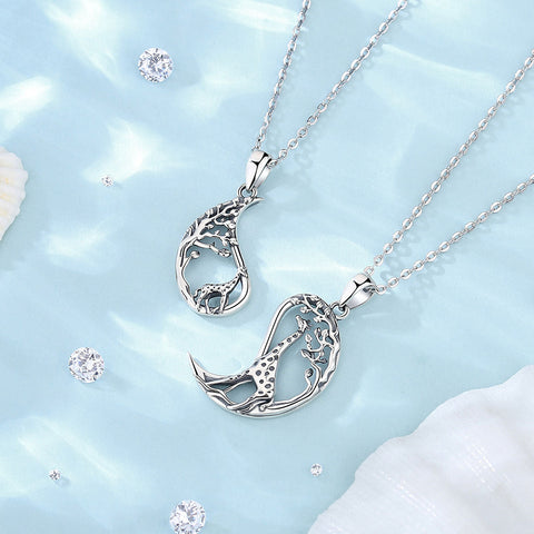 Mutter Tochter Kette Giraffe (Silber)