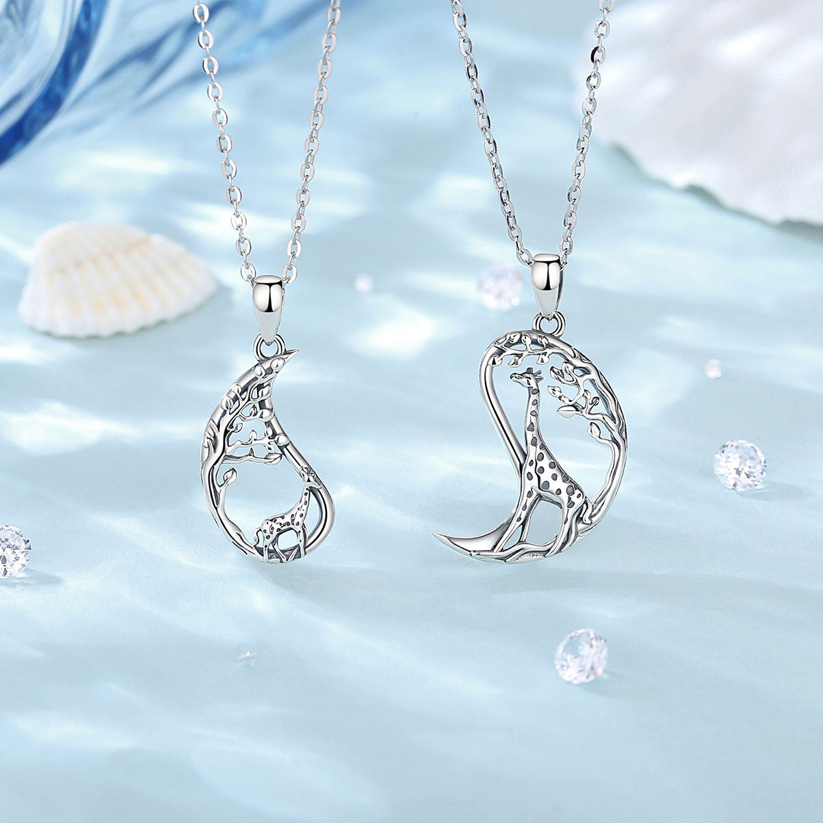 Mutter Tochter Kette Giraffe (Silber)