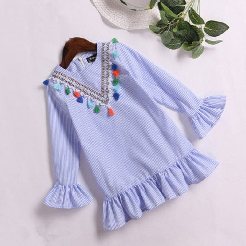 Mutter Tochter Kleid Boho mit Pompons