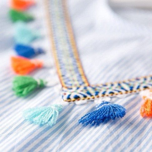 Mutter Tochter Kleid Boho mit Pompons