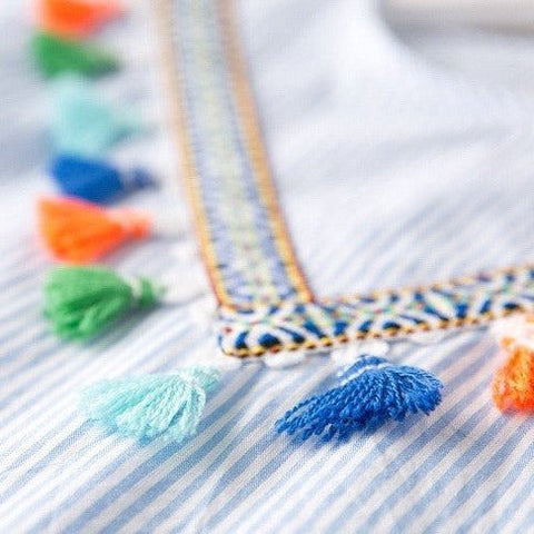 Mutter Tochter Kleid Boho mit Pompons