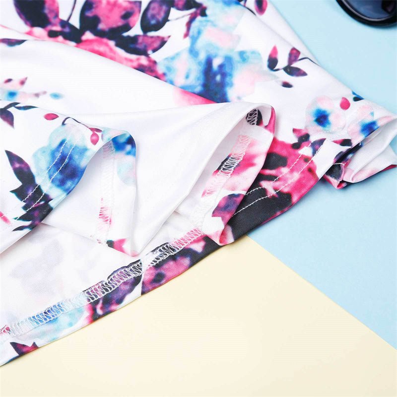 Mutter Tochter Kleid Bordeaux mit Blumenmuster