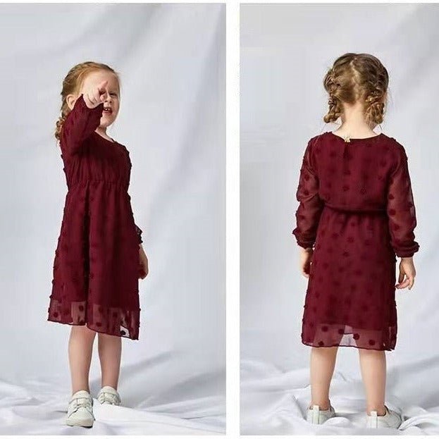 Mutter Tochter Kleid Fließend mit Pompons