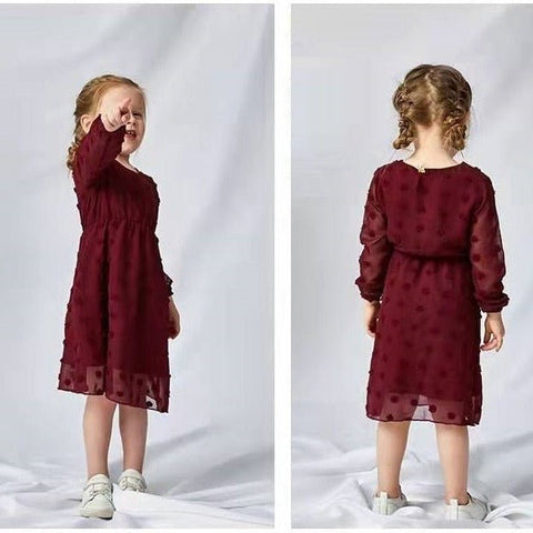 Mutter Tochter Kleid Fließend mit Pompons