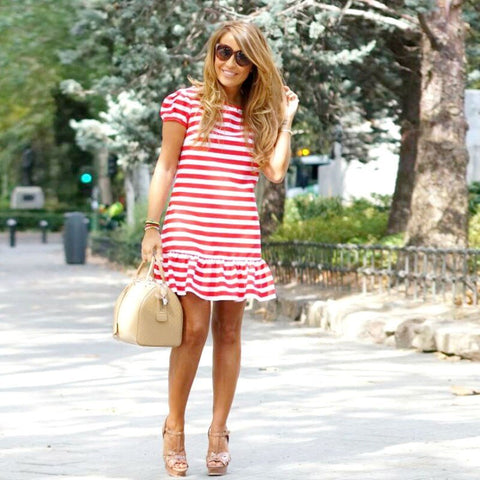 Mutter Tochter Kleid Gestreift