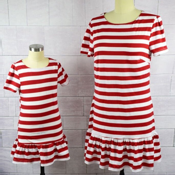 Mutter Tochter Kleid Gestreift