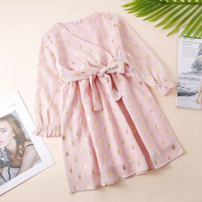 Mutter Tochter Kleid Kimono Rosa