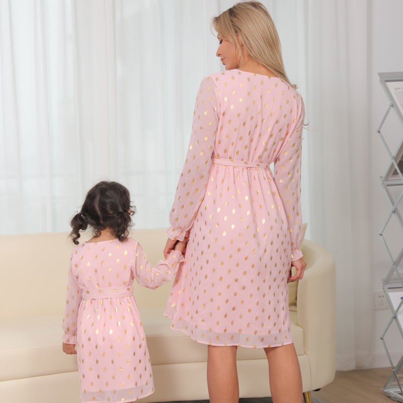 Mutter Tochter Kleid Kimono Rosa