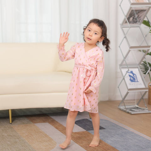 Mutter Tochter Kleid Kimono Rosa
