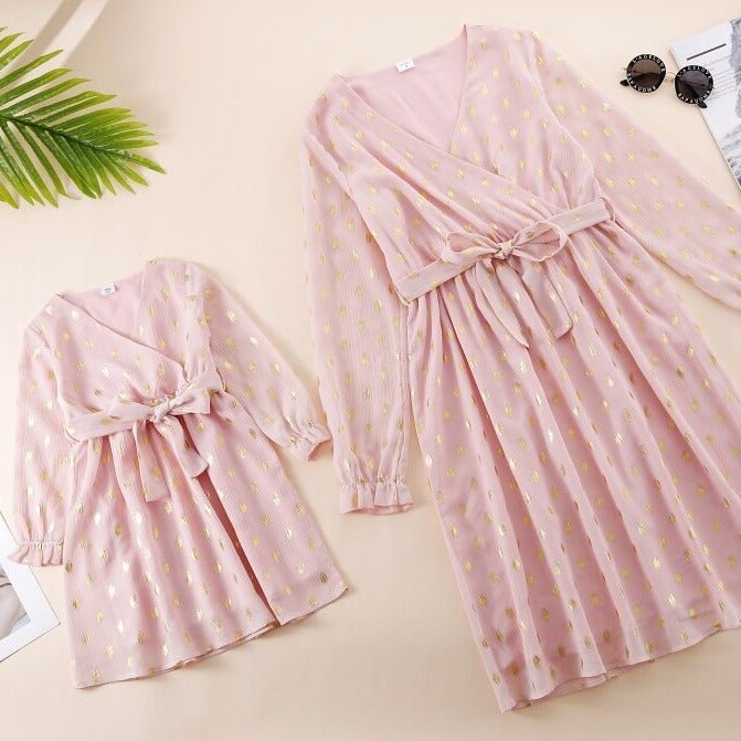 Mutter Tochter Kleid Kimono Rosa