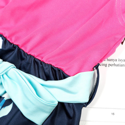 Mutter Tochter Kleid Lang Blau und Rosa