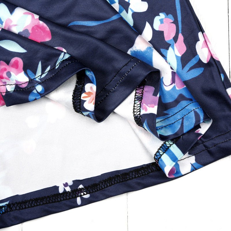 Mutter Tochter Kleid Lang Blau und Rosa