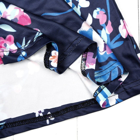 Mutter Tochter Kleid Lang Blau und Rosa