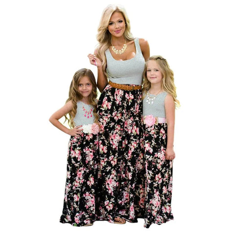 Mutter Tochter Kleid Lang