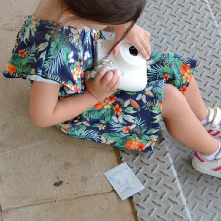 Mutter Tochter Kleid mit Blumenmuster Bardot