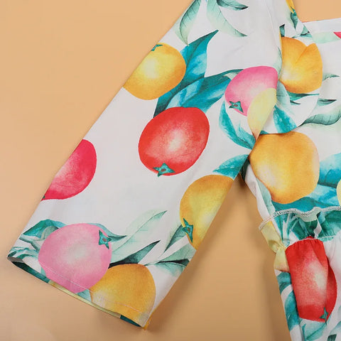 Mutter Tochter Kleid mit Früchten