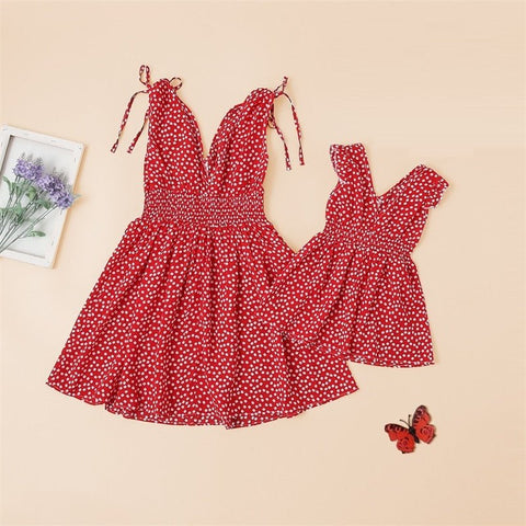 Mutter Tochter Kleid mit Punkten