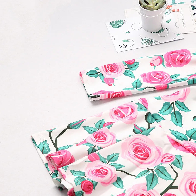 Mutter-Tochter Kleid mit Rosenmuster