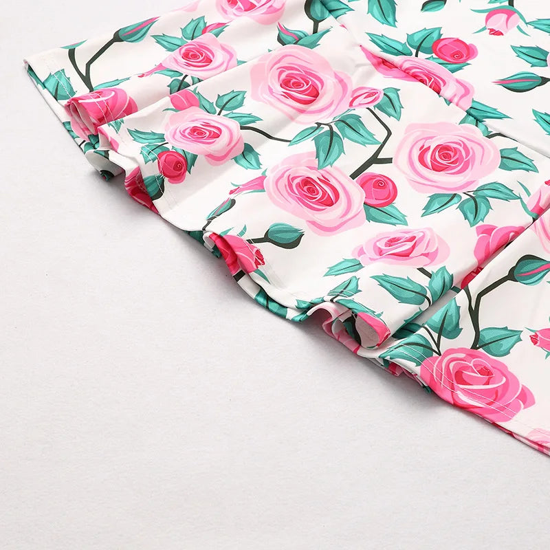 Mutter-Tochter Kleid mit Rosenmuster