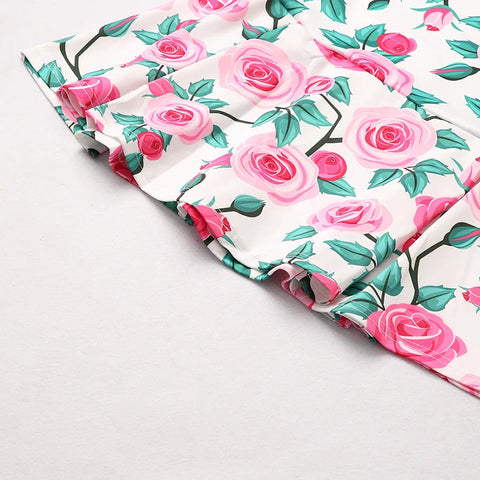 Mutter-Tochter Kleid mit Rosenmuster