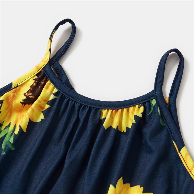 Mutter Tochter Kleid mit Sonnenblumenmuster