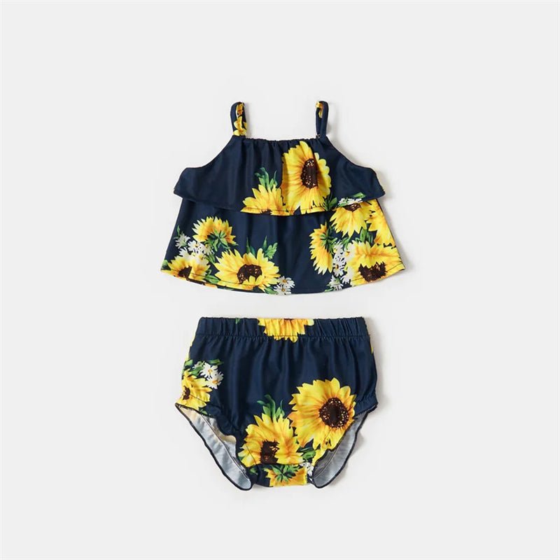 Mutter Tochter Kleid mit Sonnenblumenmuster
