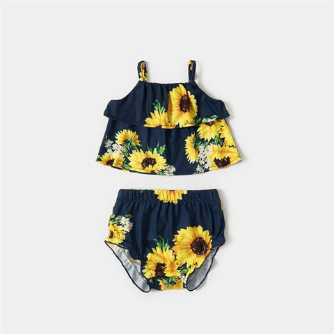 Mutter Tochter Kleid mit Sonnenblumenmuster