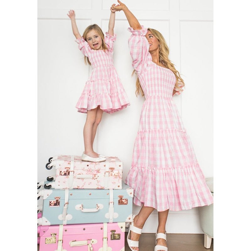Mutter Tochter Kleid Retro