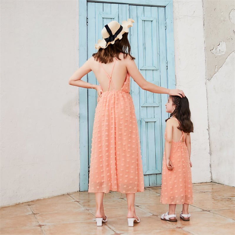 Mutter Tochter Kleid Rosa