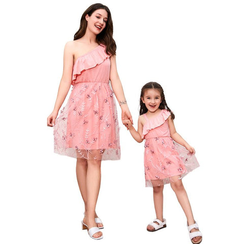 Mutter Tochter Kleid Rosa