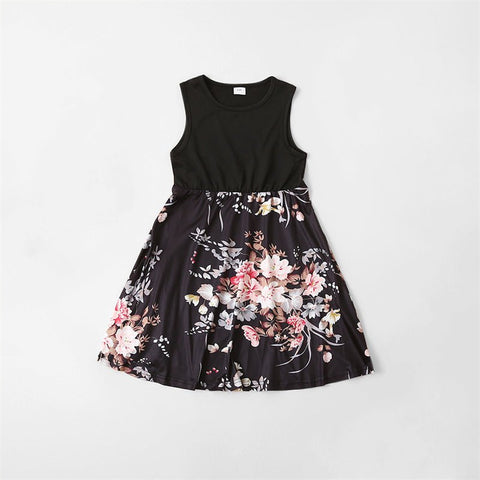 Mutter Tochter Kleid Schwarz