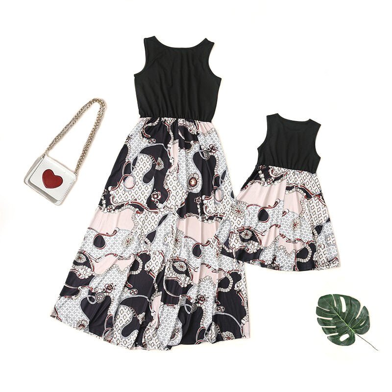 Mutter Tochter Kleid Schwarz